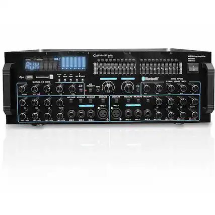 Technical Pro
MIC Mixing Amplifier DS-8
800 Watts
Bluetooth
MUSIC INPUTS
AUX/USB/SD/MP3
MIC/LINE 1-8 ECHO
DELAY
REPEAT
VOL
BAL
LO
MID
HI
ECHO
MIC/LINE 1-8
MIC 1 VOL
MIC 2 VOL
MIC 3 VOL
MIC 4 VOL
MIC 5 VOL
MIC 6 VOL
MIC 7 VOL
MIC 8 VOL
MIC PRIORITY WPS
MIC/LINE 1-4
MIC/LINE 5-8
MIC/LINE 1-4
MIC/LINE 5-8
MIC/LINE 1-4
MIC/LINE 5-8
MIC/LINE 1-4
MIC/LINE 5-8
MIC 1
MIC 2
MIC 3
MIC 4
MIC 5
MIC 6
MIC 7
MIC 8
VOL
BAL
LO
MID
HI
ECHO