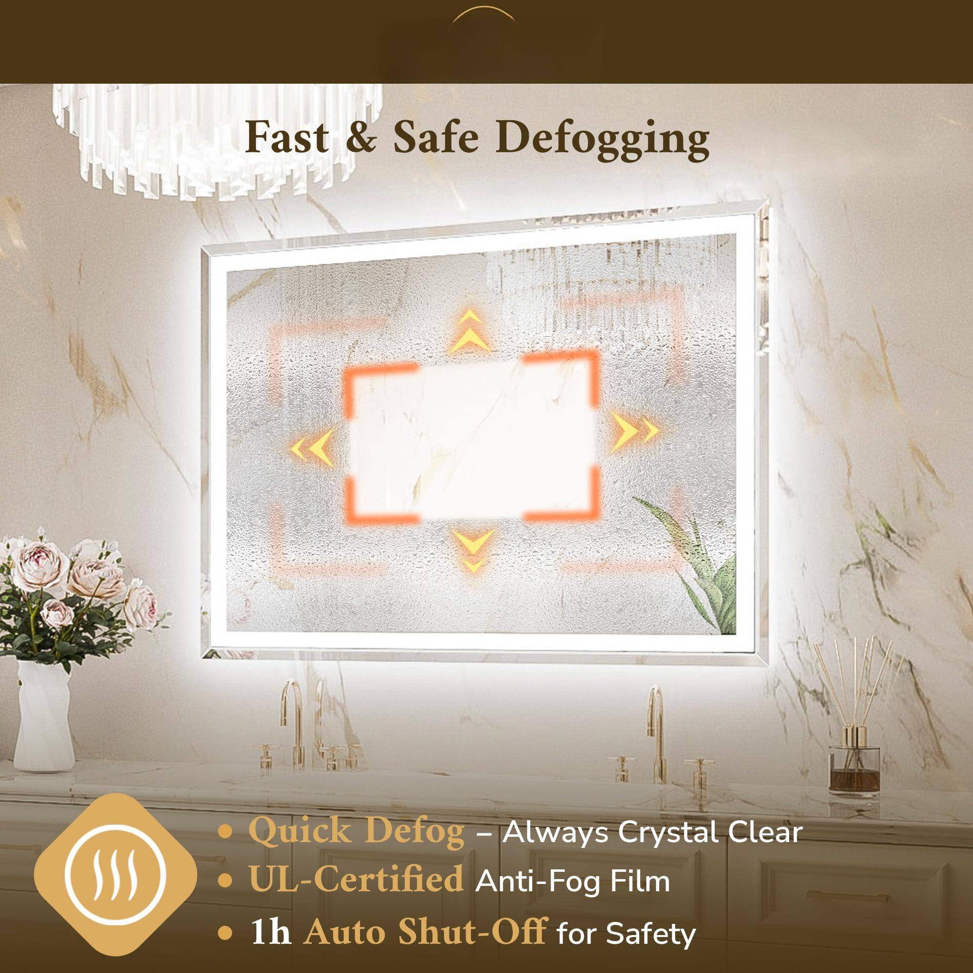 Fast & Safe Defogging

- Quick Defog - Always Crystal Clear
- UL-Certified Anti-Fog Film
- 1h Auto Shut-Off for Safety