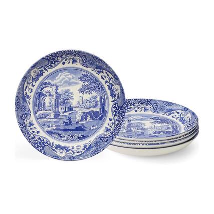 Front. Spode - Spode Blue Italian, 4-Piece Pasta Bowl Set of 4 - Blue - Blue and White.