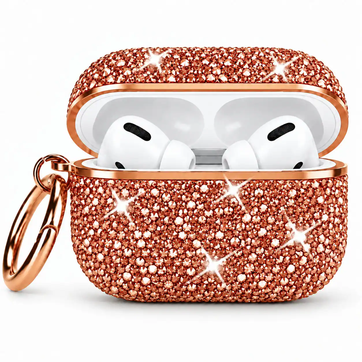 Front. Entronix - Entronix Luxury Rhinestone Case for AirPods Pro 1st and 2nd Generation - Rose.