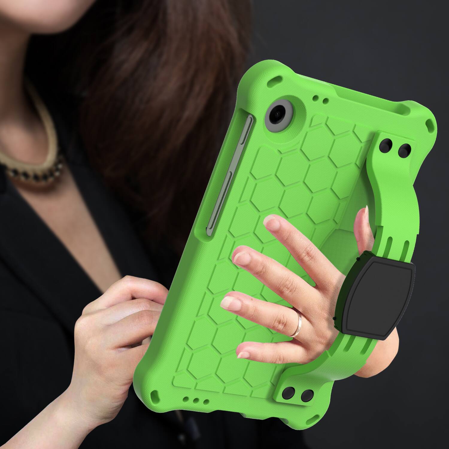 Alt View 2. Dteck - For Samsung Galaxy Tab A11 2025 / A9 2023 Rugged Kid Case Shockproof Safe EVA Hand Grip Cover With Crossbody Strap - Green.