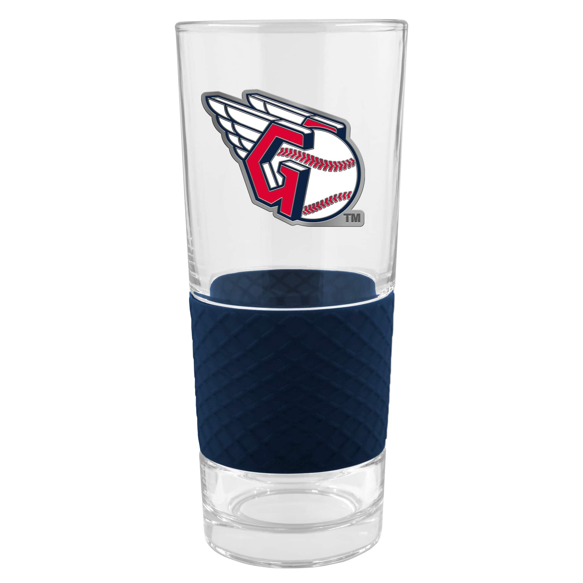 Front. Great American Products - Cleveland Indians 22oz. Pilsner Glass with Silicone Grip - Blue.
