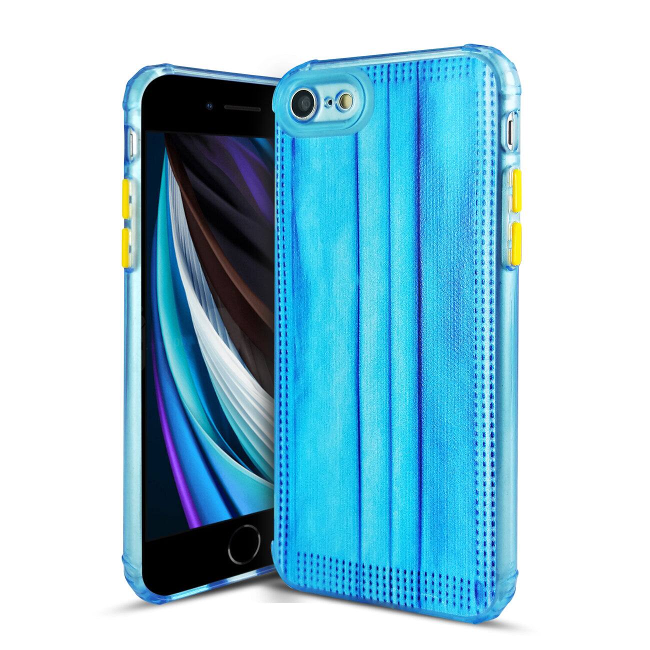 Front. Reiko - Iphone Se 2 Phone Case With Mask Design - Blue.