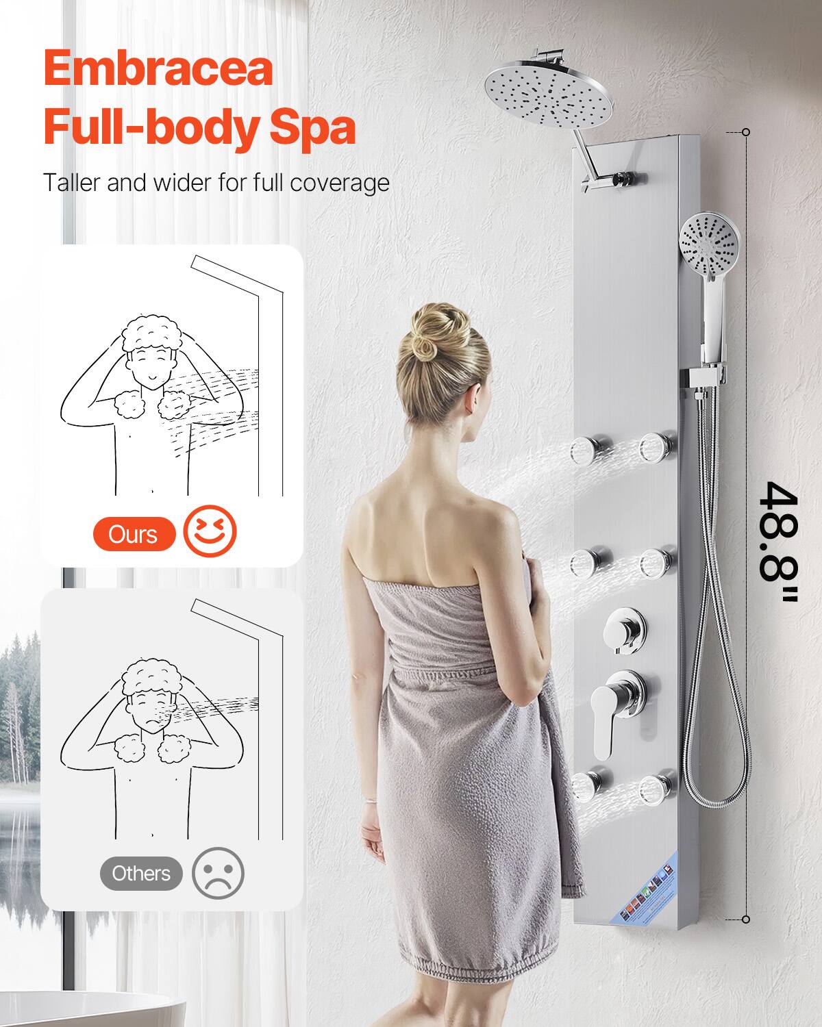 Embracea Full-body Spa  
Taller and wider for full coverage  

Ours  
Others  

48.8"