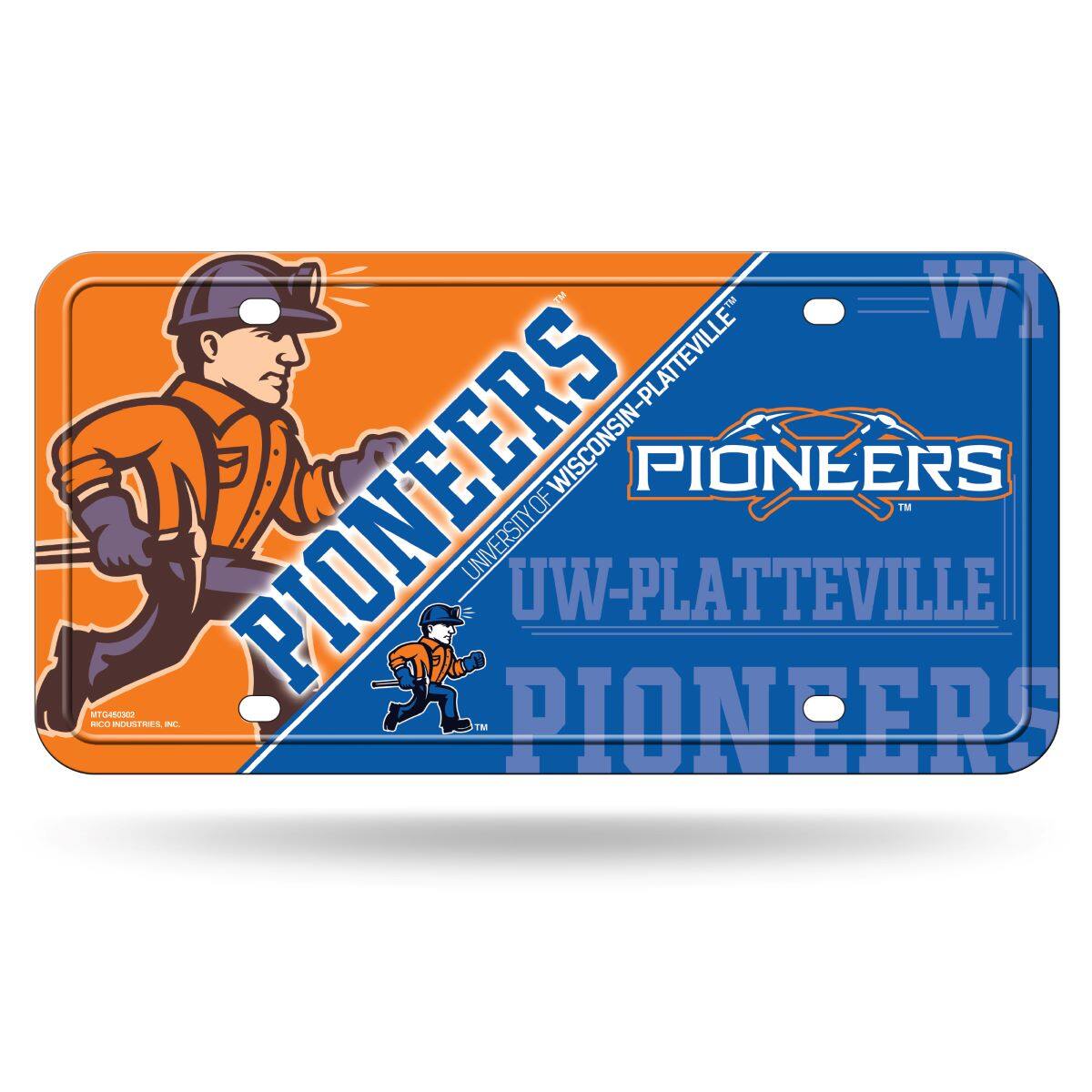 Wisconsin Platteville Pioneers 12x6 Metal License Plate Auto Tag