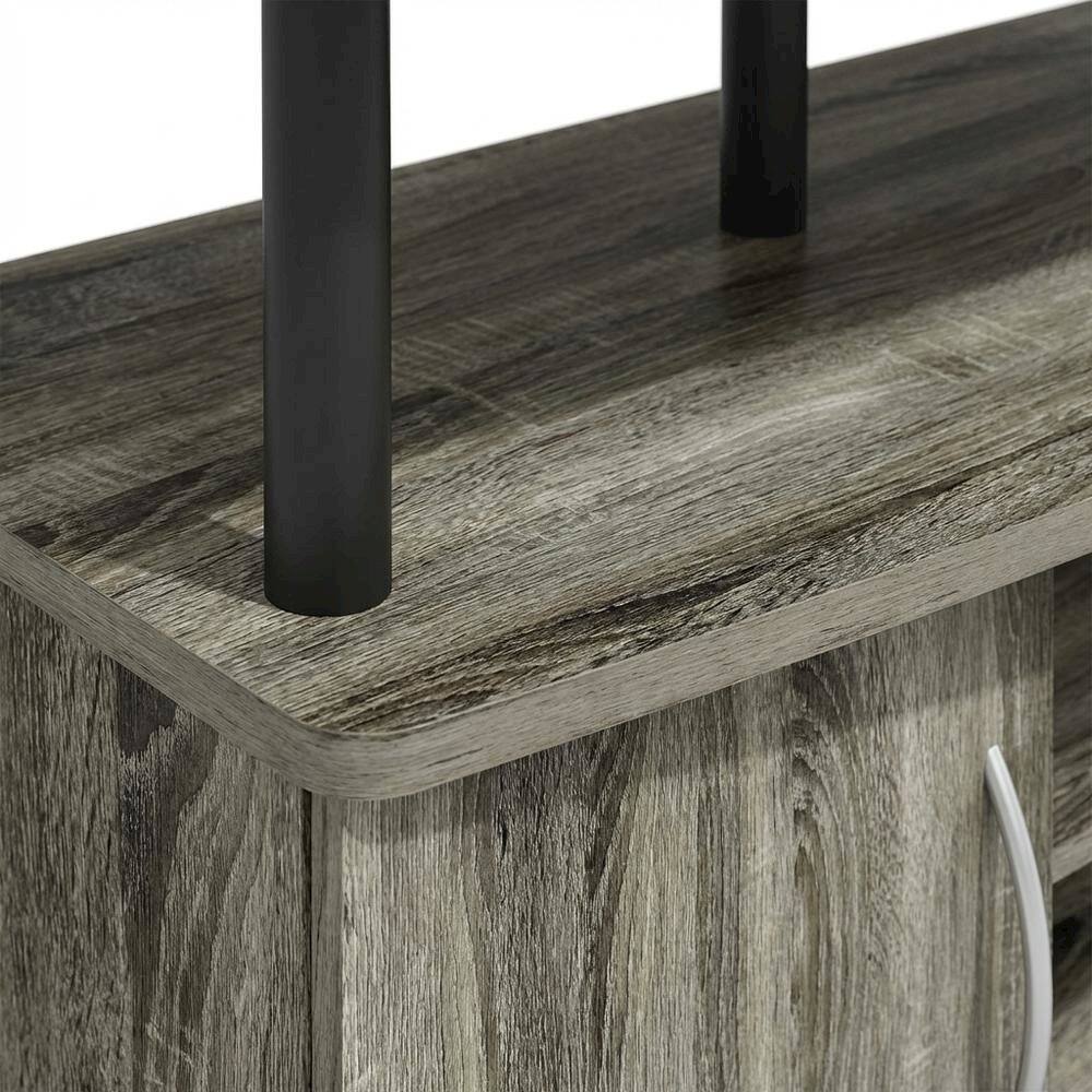 Alt View 1. FurniFact - Gray oak entertainment center for up to 55-inch TVs with spacious storage - Grey Oak/Black.