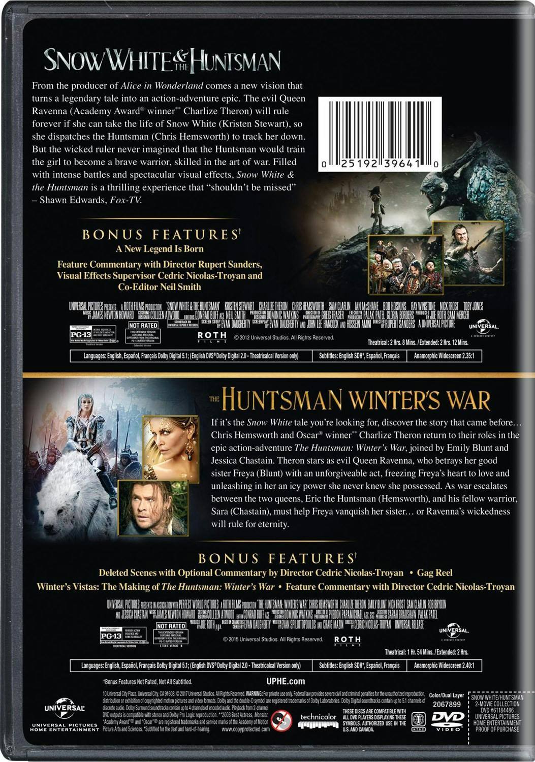 Back. Snow White and the Huntsman/The Huntsman - Winter's War (DVD Double Feature) [DVD].