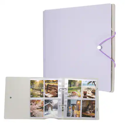 Front. Unique Bargains - Mini Photo Album 3x4 Inch Small Book Holds 100 Pictures for Photos Postcards Family Travel Wedding - Purple.