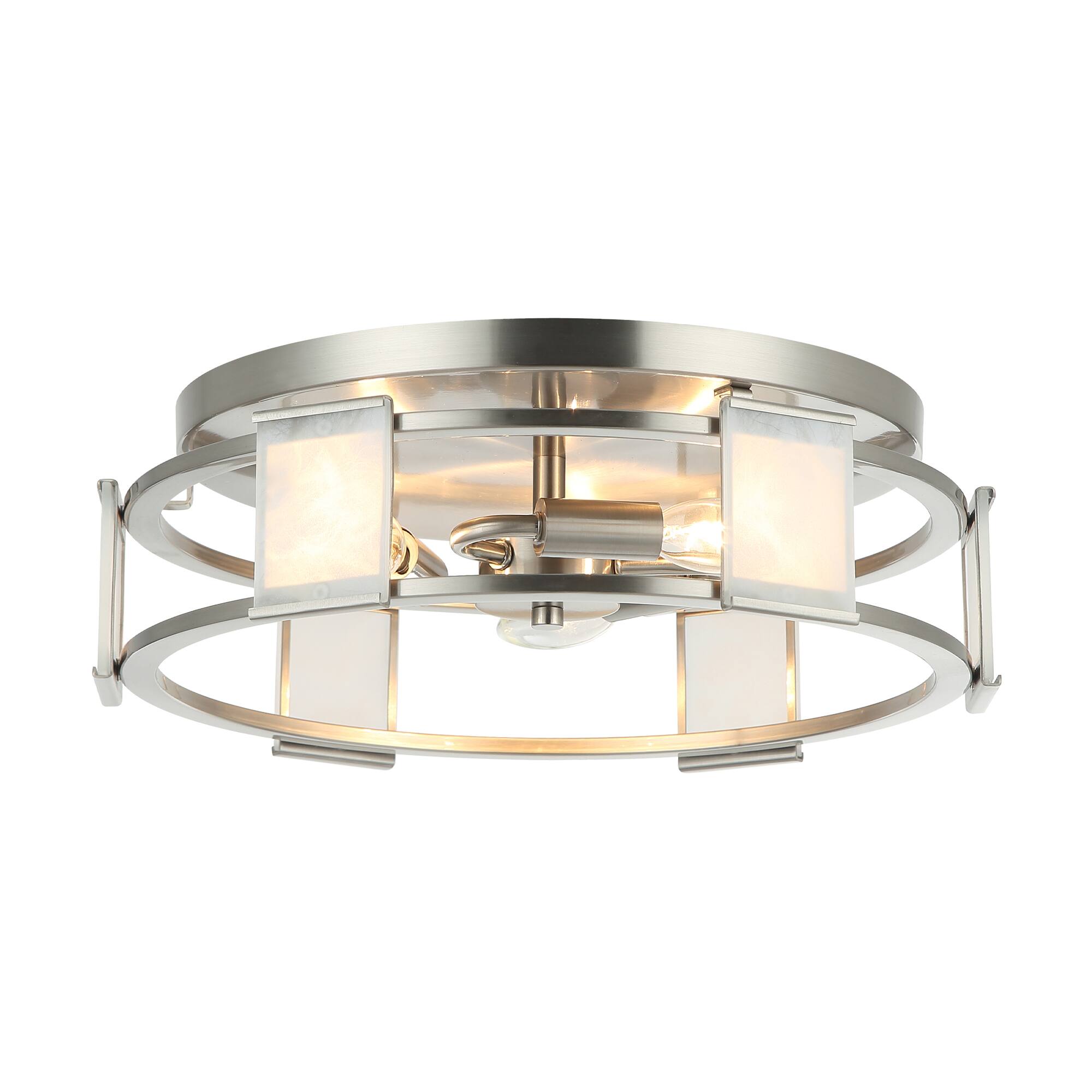 Alt View 1. Parrot Uncle - Modern Silver 3-Light Flush Mount Ceiling Light - Silver.