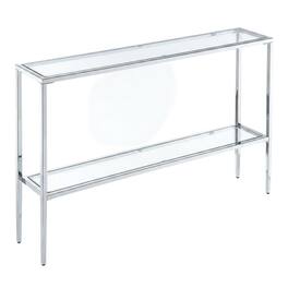 FurniFact - Chrome Console Table with Sleek Finish and Modern Design - Clear