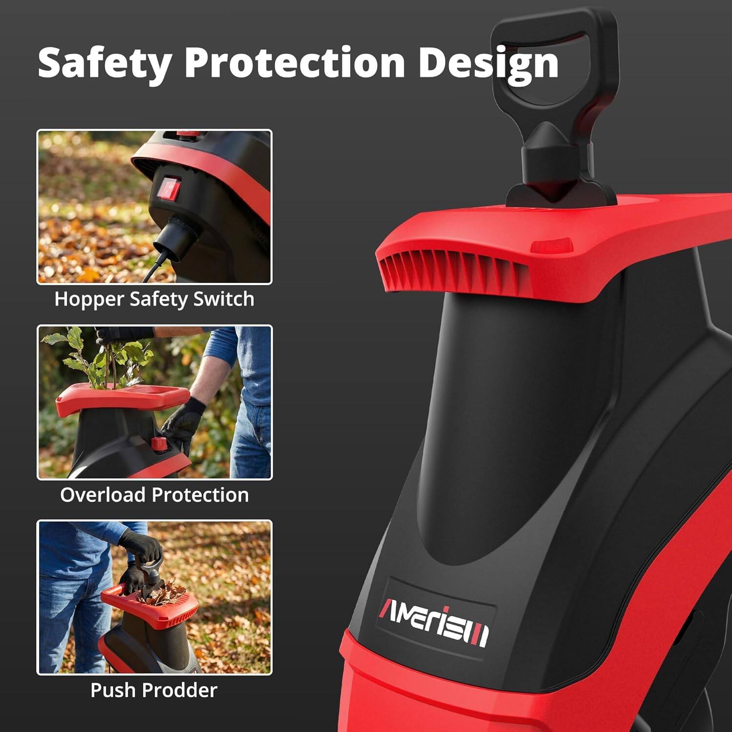 Safety Protection Design  
- Hopper Safety Switch  
- Overload Protection  
- Push Prodder