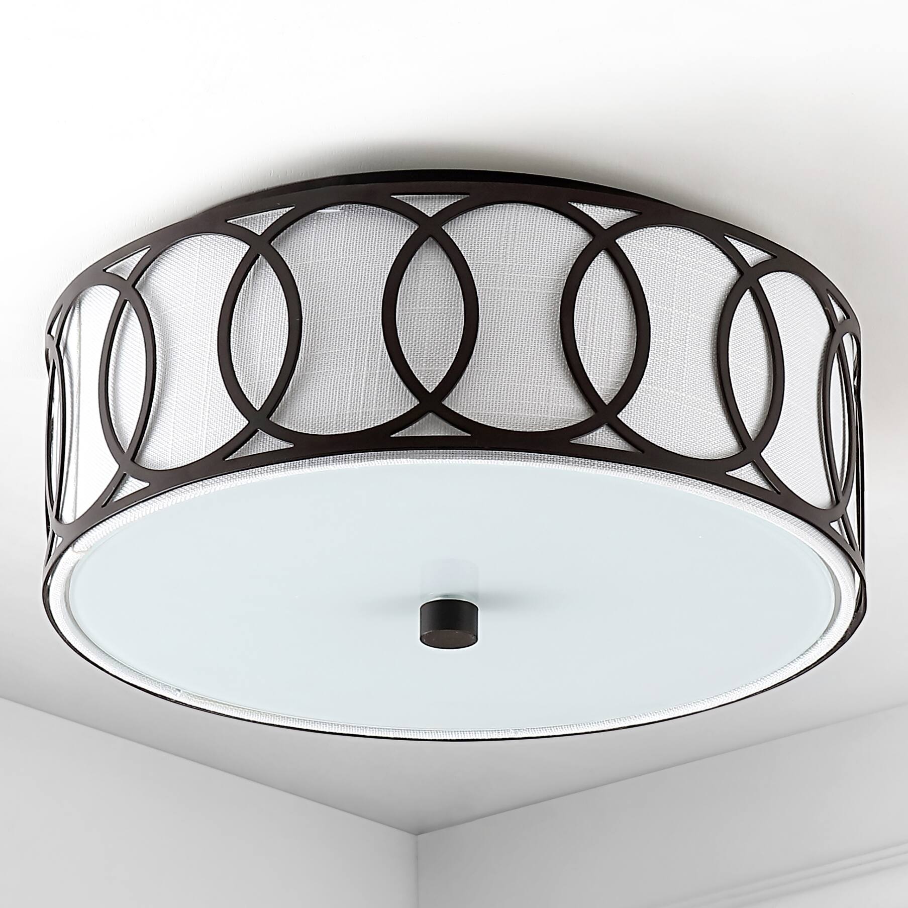 Alt View 5. Jonathan Y - Aria 2-Light 12.25" Metal LED Flush Mount, Oil Rubbed Bronze - Oil Rubbed Bronze.