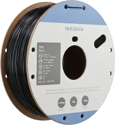 INSIGNIA TPU Black
Diameter: 1.75mm ± 0.05mm
Printing Speed: Up to 100mm/s
Printing Temp: 210-230°C
Bed Temp: 25-50°C
Fan: On
Batch NO.: A7812271671
Compatible with Bambu Lab, Creality, Snapmaker, Elegoo, AnyCubic, Prusa, Research, Flashforge, Sovol, Qidi Tech, and other 1.75mm FDM 3D Printers
1.75mm
1kg
~155g
DIAMETER
NET WT.
SPOOL WT.