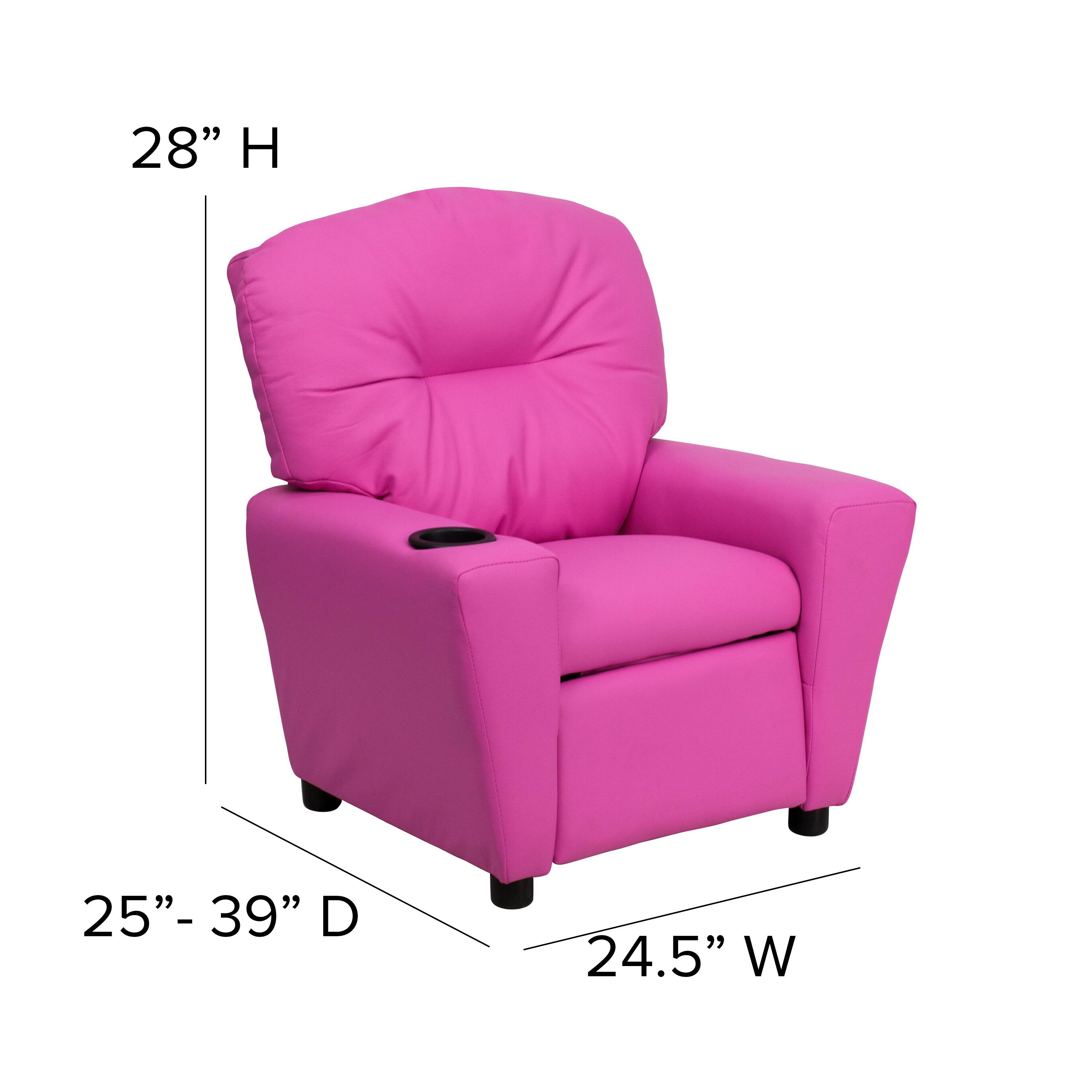 Alt View 12. Alamont Home - Contemporary Kids Recliner with Cup Holder - Hot Pink Vinyl.