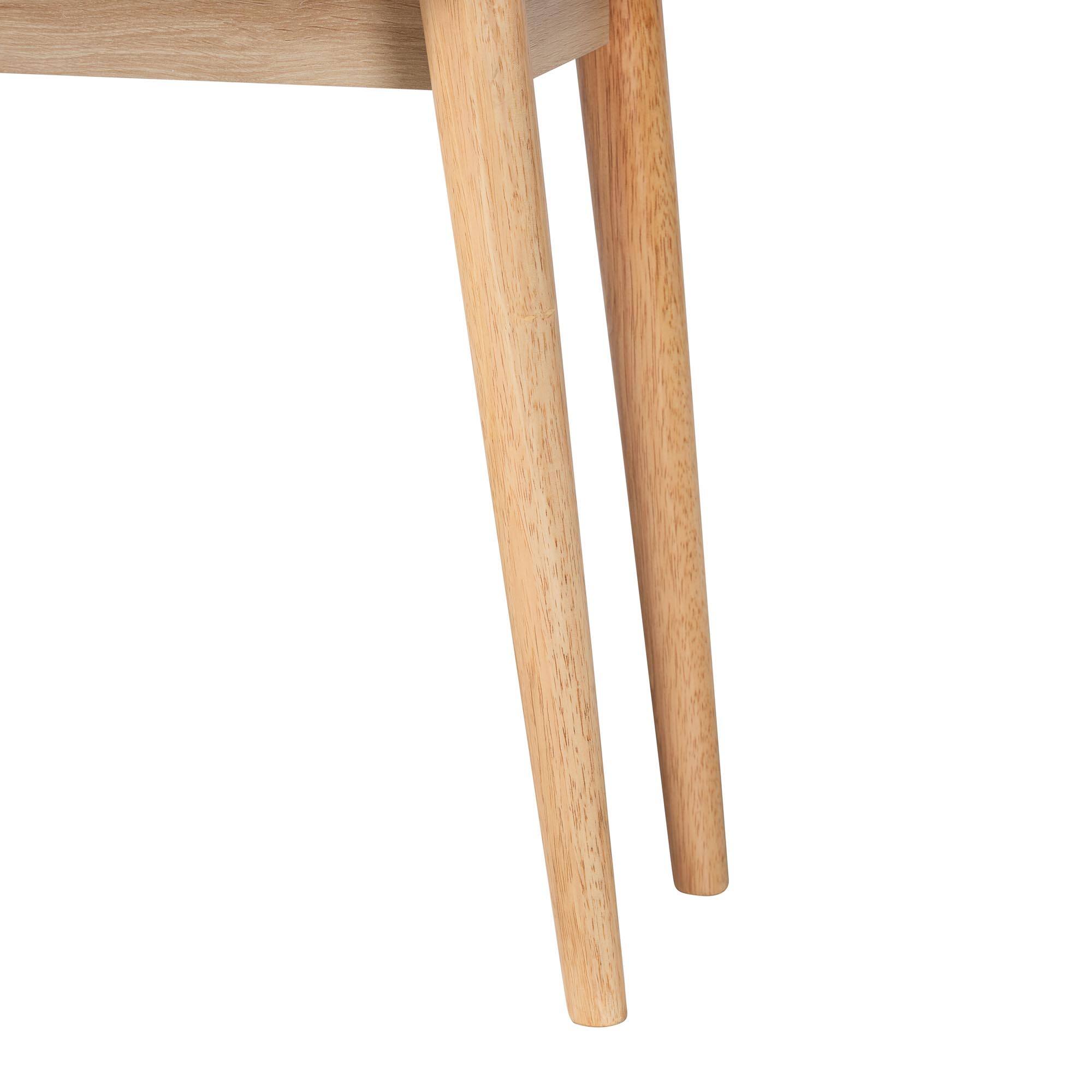 Alt View 2. Baxton Studio - Baird Mid-Century Modern Light Finished Wood and Rattan 2-Drawer Console Table - Oak Brown.