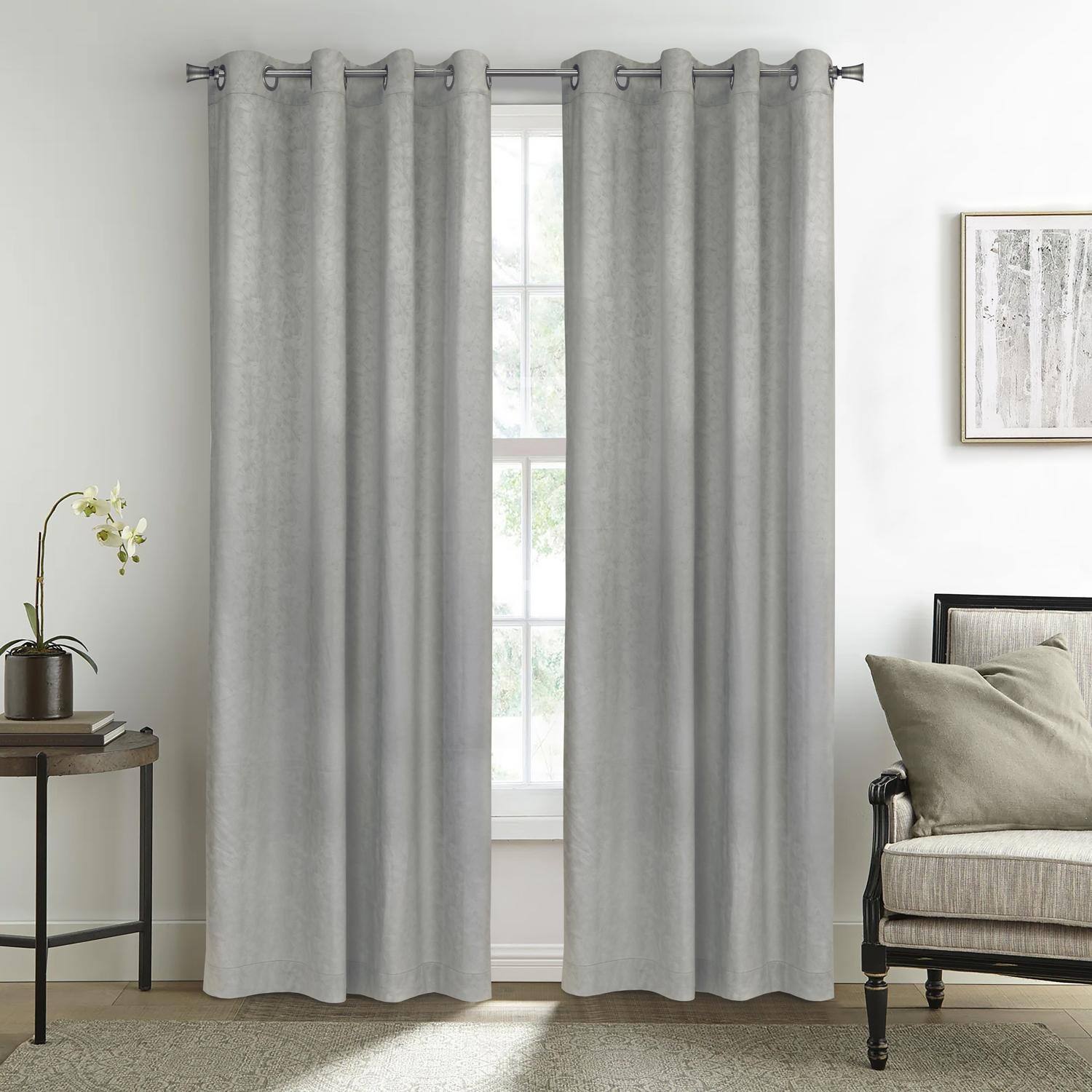 Angle. Commonwealth Home Fashions - Habitat Bristol Room Darkening UV Protecion Grommet Curtain Panel for Windows 52" x 84" Grey - Grey.