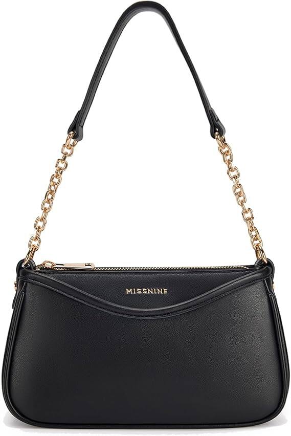 Front. Vulpecula Spade - Purses for Women, Shoulder Bag Small Handbags Vegan Leather Underarm Bags Trendy Hobo Cute Clutch Purse - 3-black【multi-pockets】.