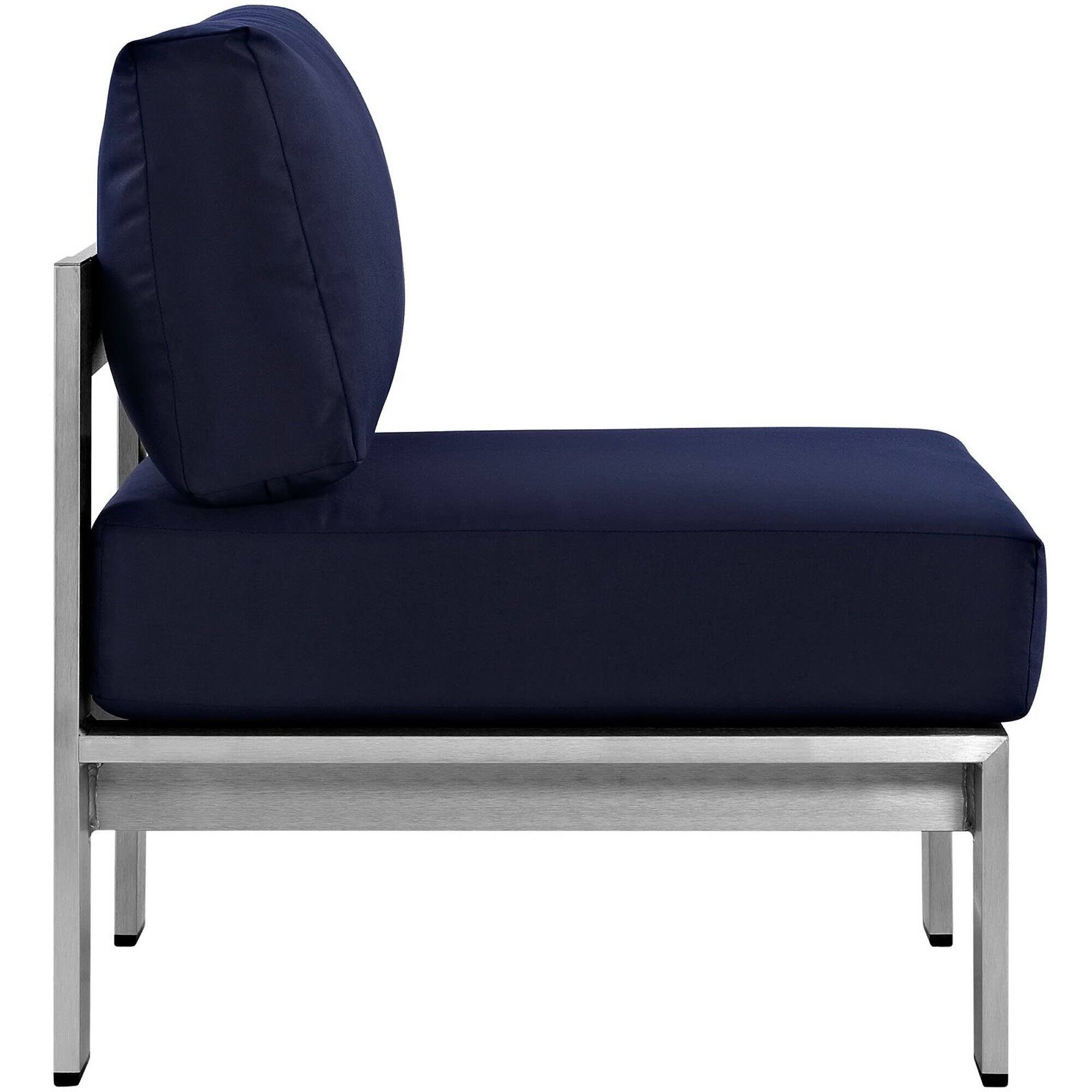 Left. Modway - Shore Armless Outdoor Patio Aluminum Chair by Modway - Silver Navy.