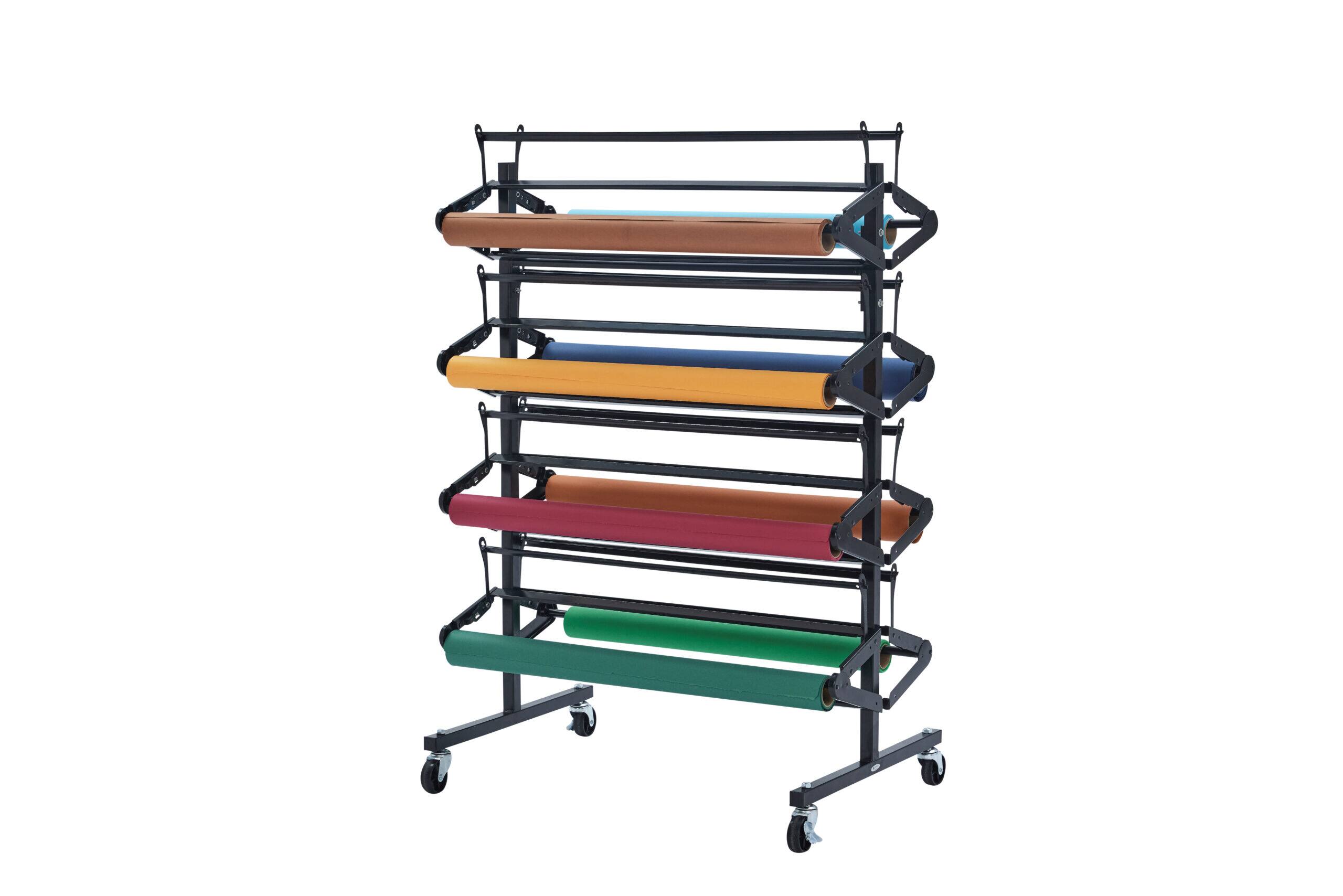 Alt View 4. AdirHome - Horizontal Wrapping Paper Classroom Large Paper Roll Dispenser, 8 Paper Rolls - Black.