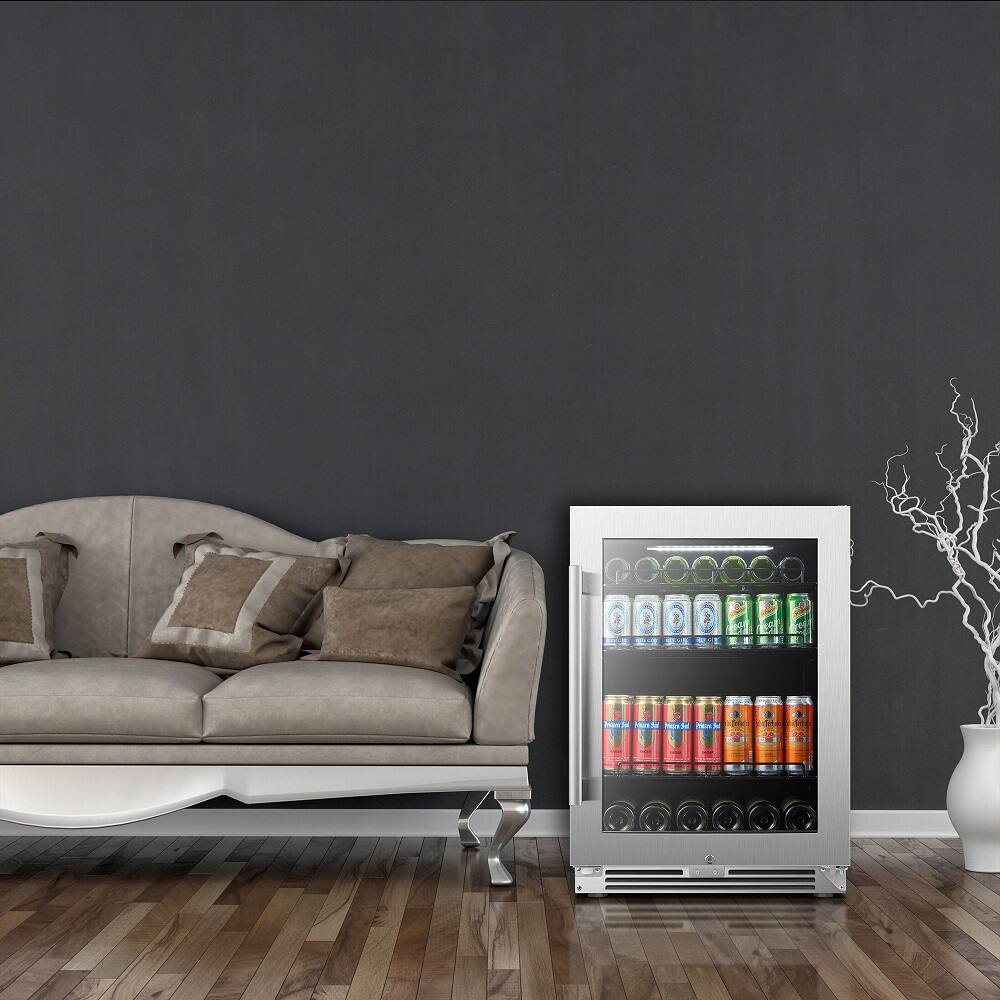 Alt View 19. LanboPro - 24 in. 112 Can 6 Bottle Storage Capacity Beverage Refrigerator with Ultra-Quiet Compressor and Digital Thermostat - Black.