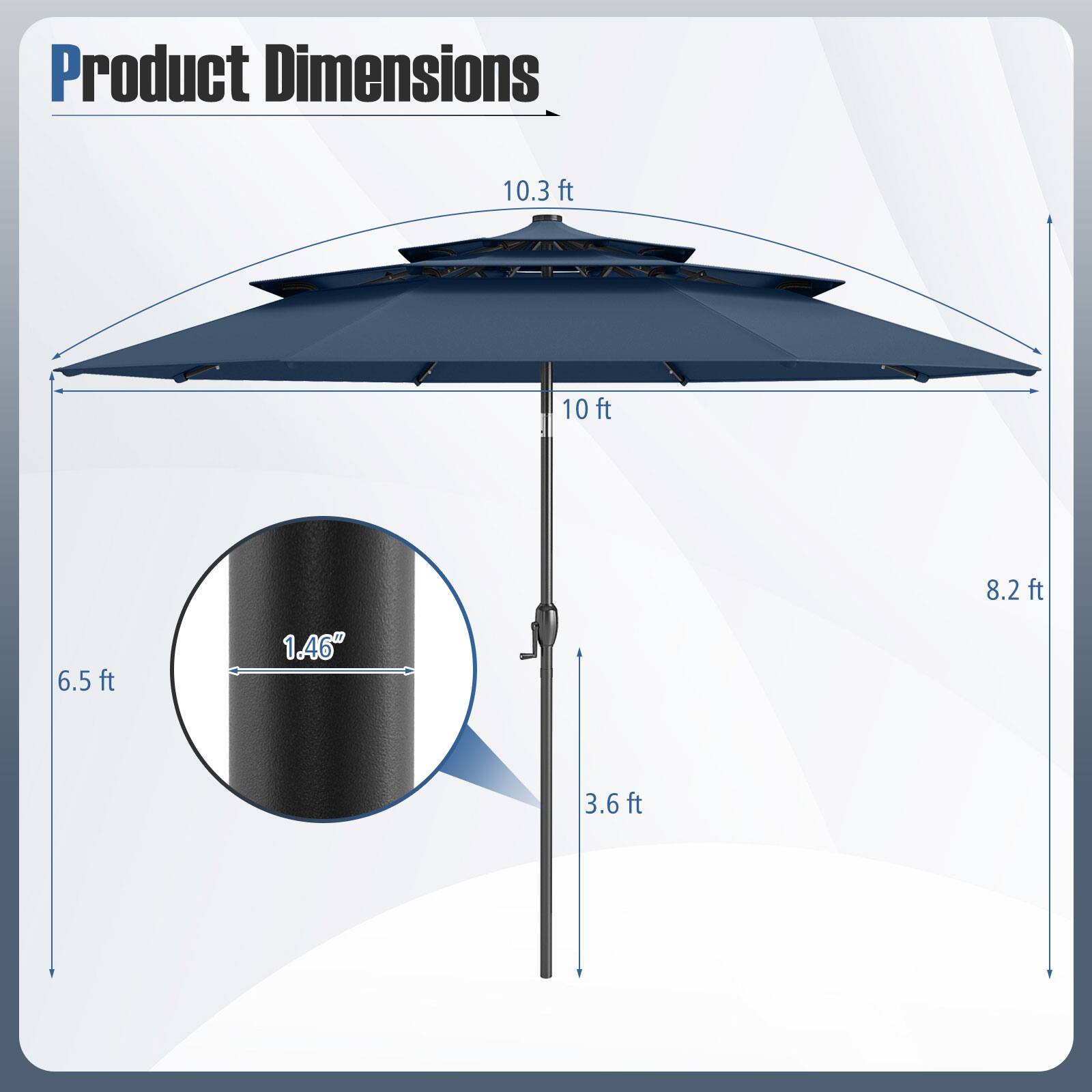 Product Dimensions: 10.3 ft, 10 ft, 8.2 ft, 6.5 ft, 1.46", 3.6 ft