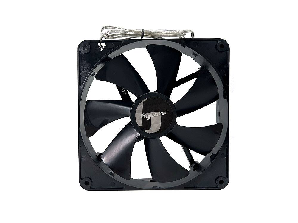Front. Bluegears - b-Blaster 140mm 2 Ball High Speed 1800 RPM with Extreme Airflow of 103 CFM. 3 pin 3 wires fan. - Black.