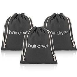 DORLUKFU - 3 | 6 | 8 Pack Hair Dryer Bags Drawstring Bag Container Hairdryer Bag for travel bathroom (3 PCS Grey)