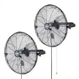 VEVOR - Wall Mount Fan, 18 in Wall Mounted Hanging Fan, 3-Speed, Long Airflow Distance, Adjustable Rotation Angle - Black