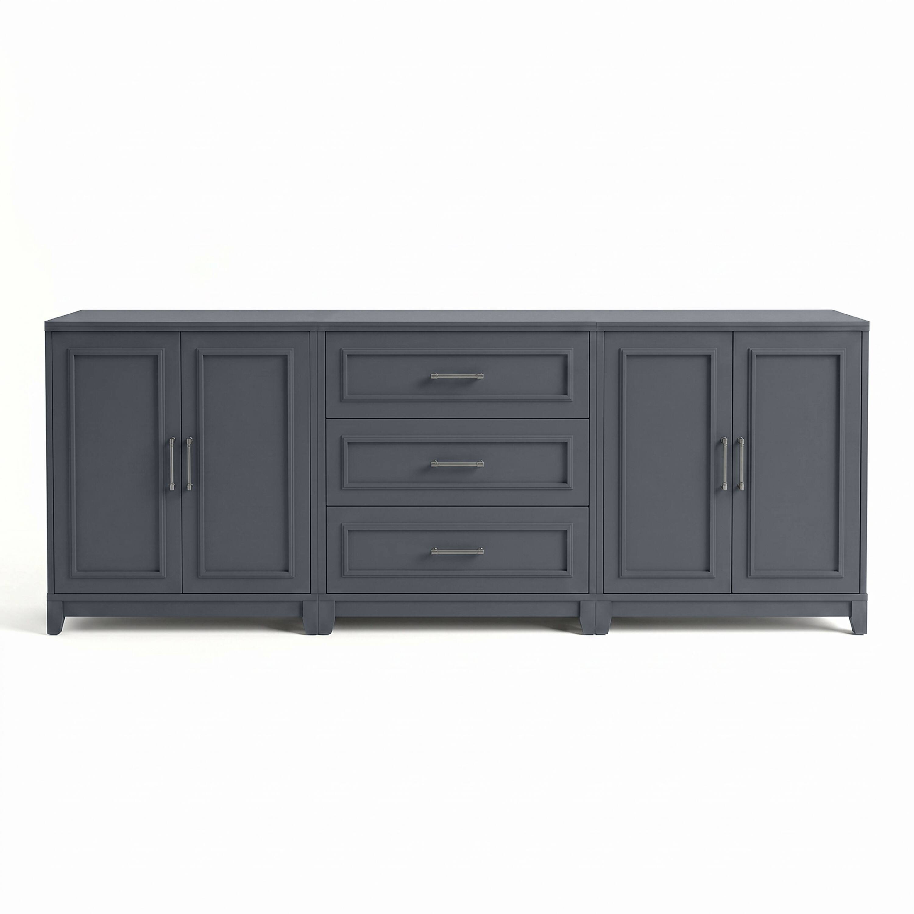 Alt View 1. Martha Stewart - Lily Pond 2-Piece Modular Cabinet and 3-Drawer Base Cabinet Set with Premium Hardware, Soft-Close Doors - Slate Blue Frame/Gunmetal Hardware.