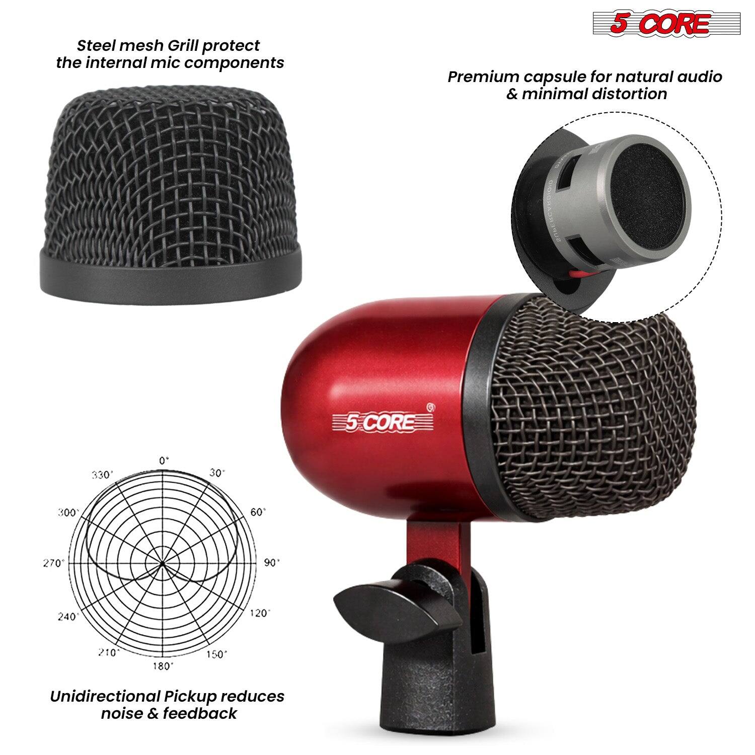 Steel mesh Grill protect the internal mic components

5 CORE Premium capsule for natural audio & minimal distortion

Unidirectional Pickup reduces noise & feedback