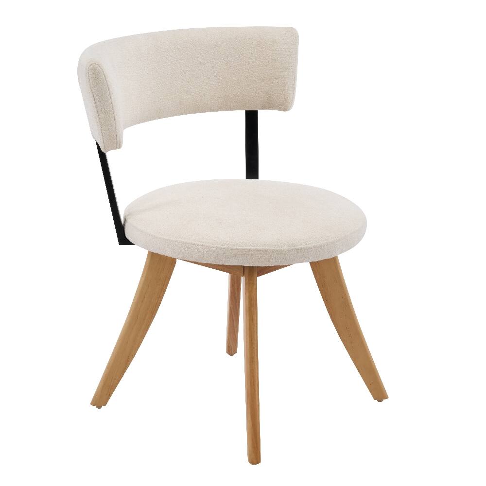 Alt View 4. Loheer - Loheer Upholstered Dining Chairs Set of 2 White Fabric Curved Back Rubber Wood Base - White.
