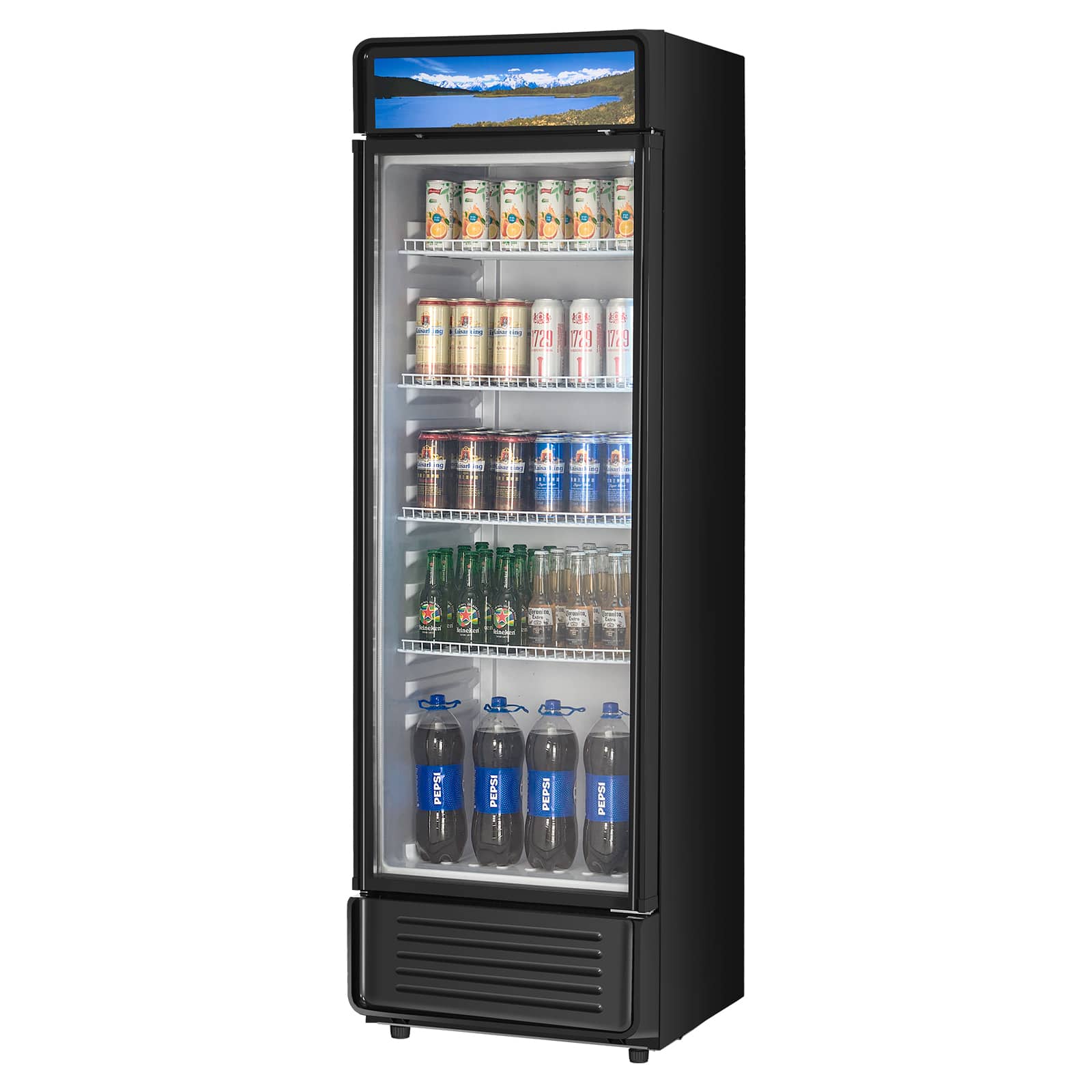 VEVOR - Commercial Merchandiser Refrigerator, 13.3 CU.FT Glass Door Display Refrigerator, Refrigerator Cooler Merchandiser - Black