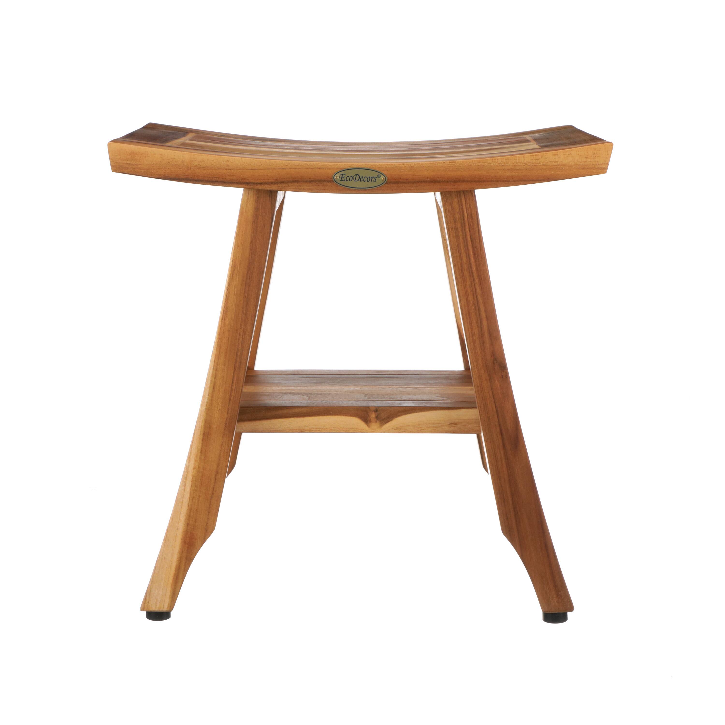Front. EcoDecors - EcoDecors 18 Inch Satori Natural Teak Waterproof Teak Wood Shower Bench - EarthyTeak.