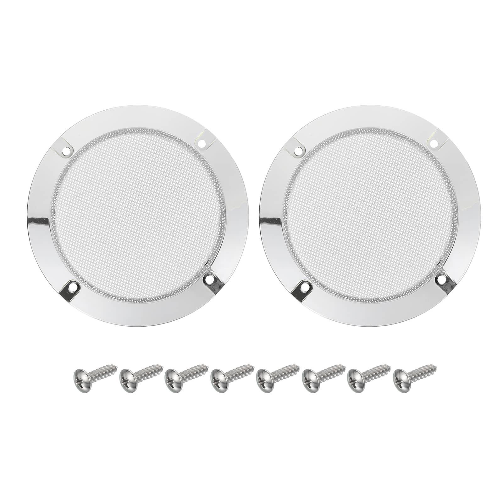 Unique Bargains - 2pcs 4″ Metal Speaker Grill Mesh with ABS Frame for Home/Car Audio Replacement - White