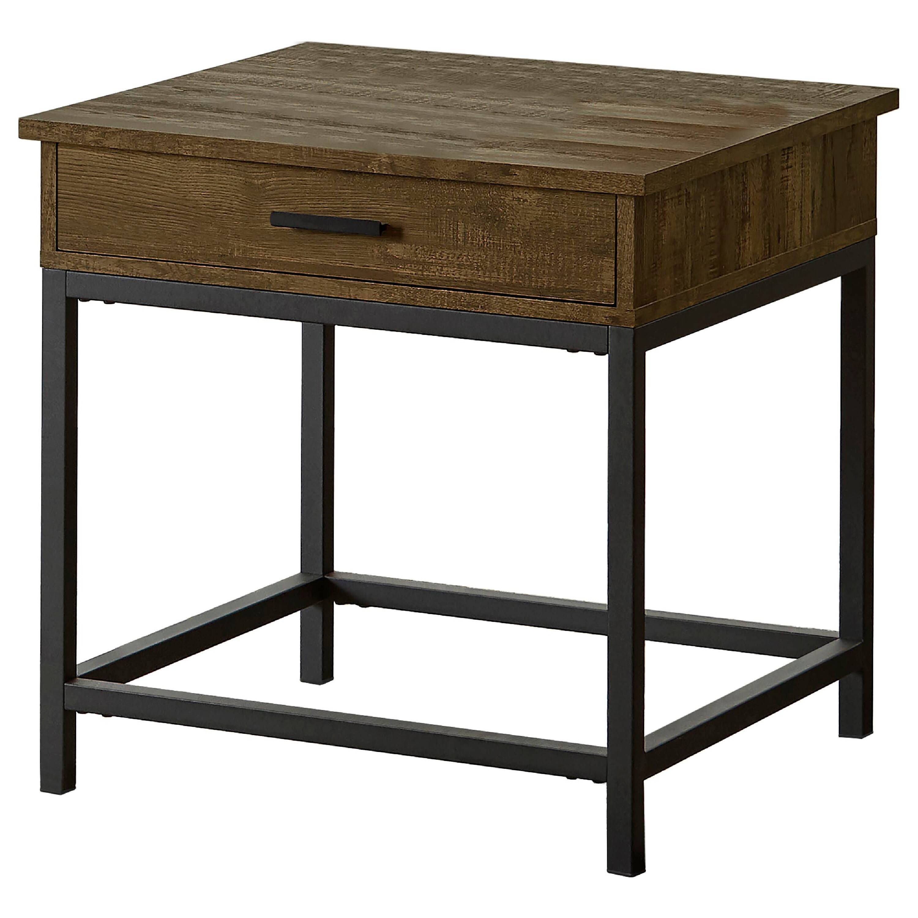 Alt View 1. Manhattan Lane - Mecy 2pc Coffee and Side End Table Set, Oak Brown Top, Metal - Oak Brown, Black.