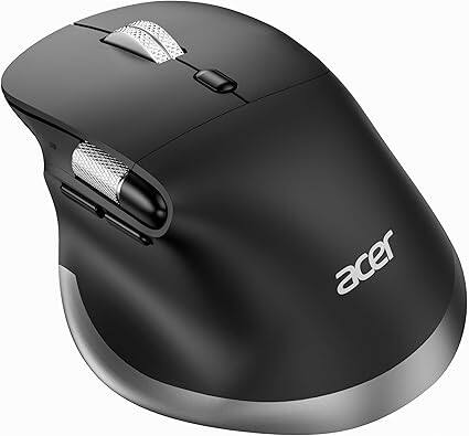Front. Acer - acer Ergonomic Mouse Wireless Rechargeable with Side Scroll (BT5.2+2.4GHz), Bluetooth Computer Mouse for Laptop, 6 Adjus - Black.