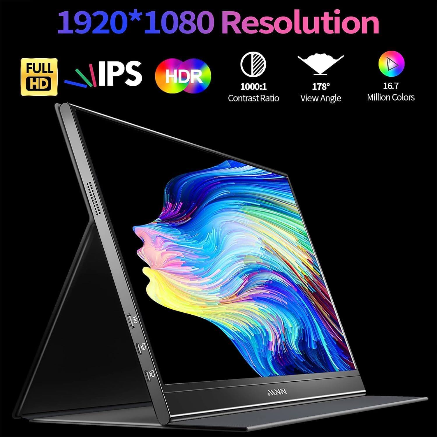 1920*1080 Resolution  
FULL HD  
IPS HDR  
1000:1 Contrast Ratio  
178° View Angle  
16.7 Million Colors