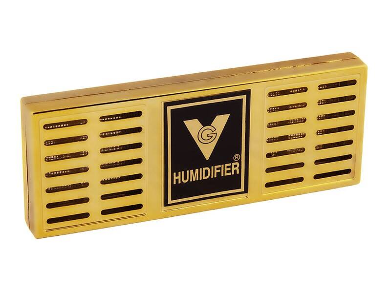 Front. Prestige - Large Cigar Humidifier (Gold) - Gold Finish.
