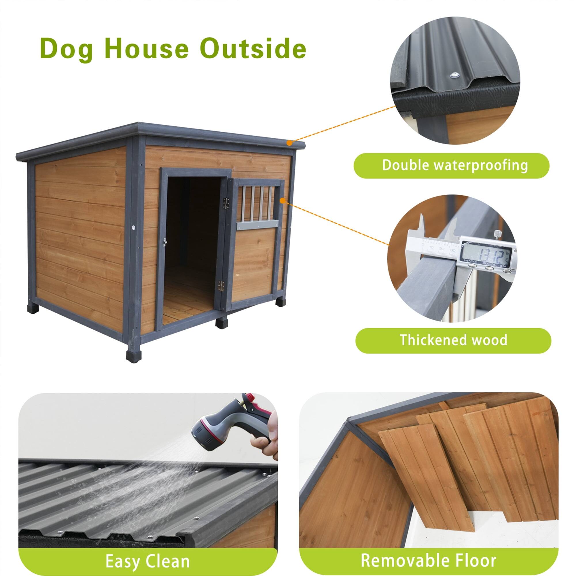 Dog House Outside

- Double waterproofing
- Thickened wood
- Easy Clean
- Removable Floor