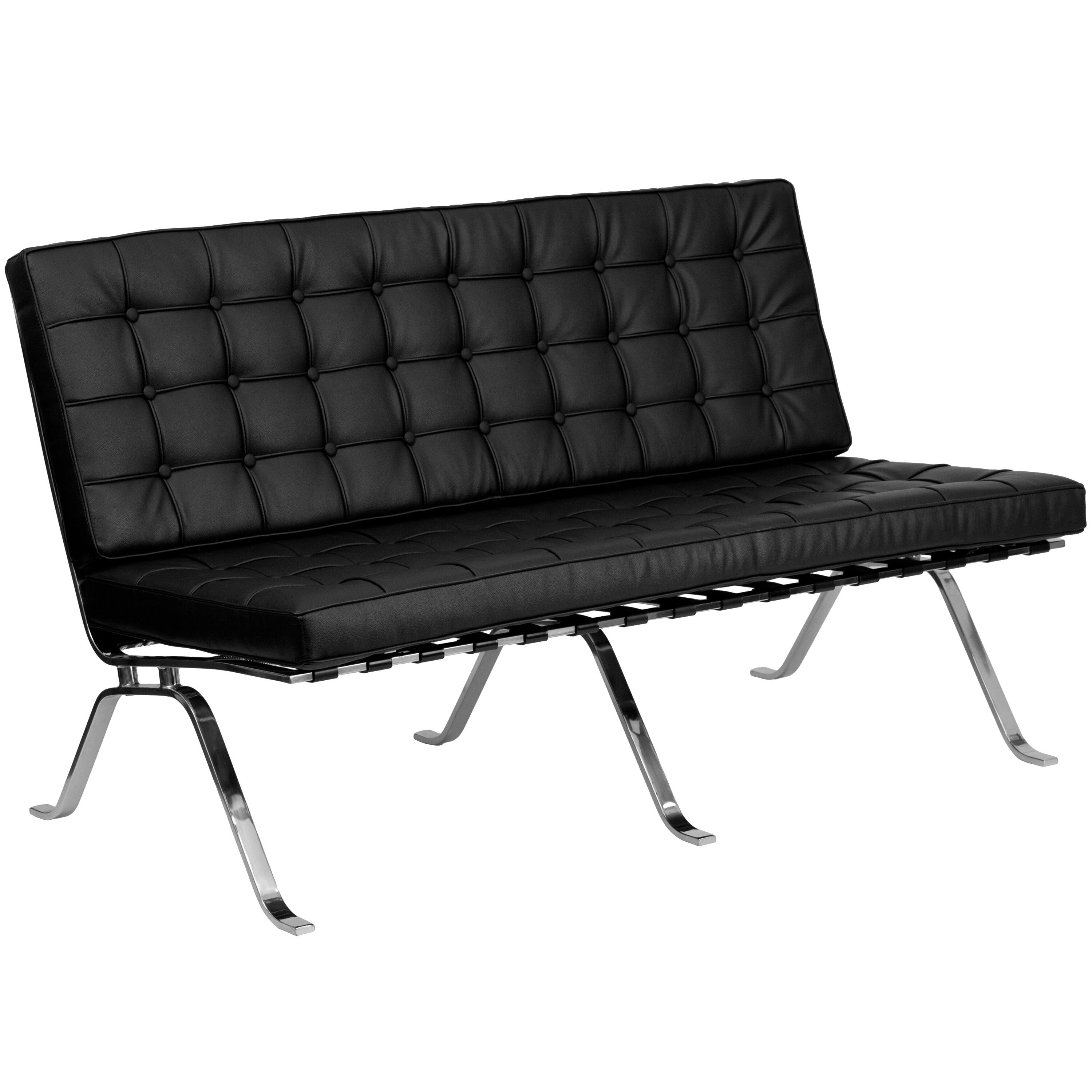 Front. Flash Furniture - HERCULES Flash Series Black LeatherSoft Loveseat with Curved Legs - Black.