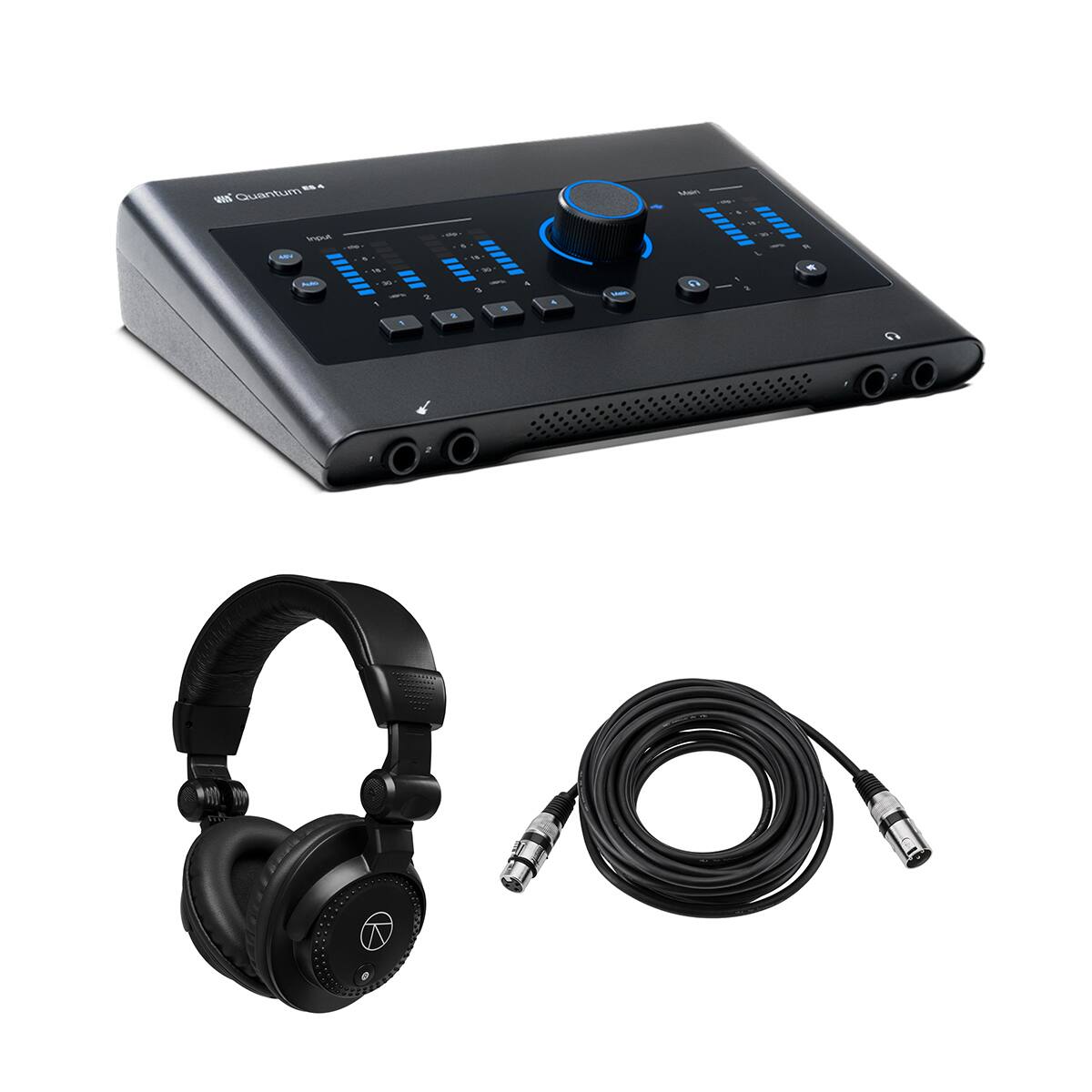 Alt View 4. PreSonus - PreSonus Quantum ES 4 4x4 24-Bit USB-C Audio Interface, Bundle with TAPH100 Monitor Headphones and 25' Microphone Cable.
