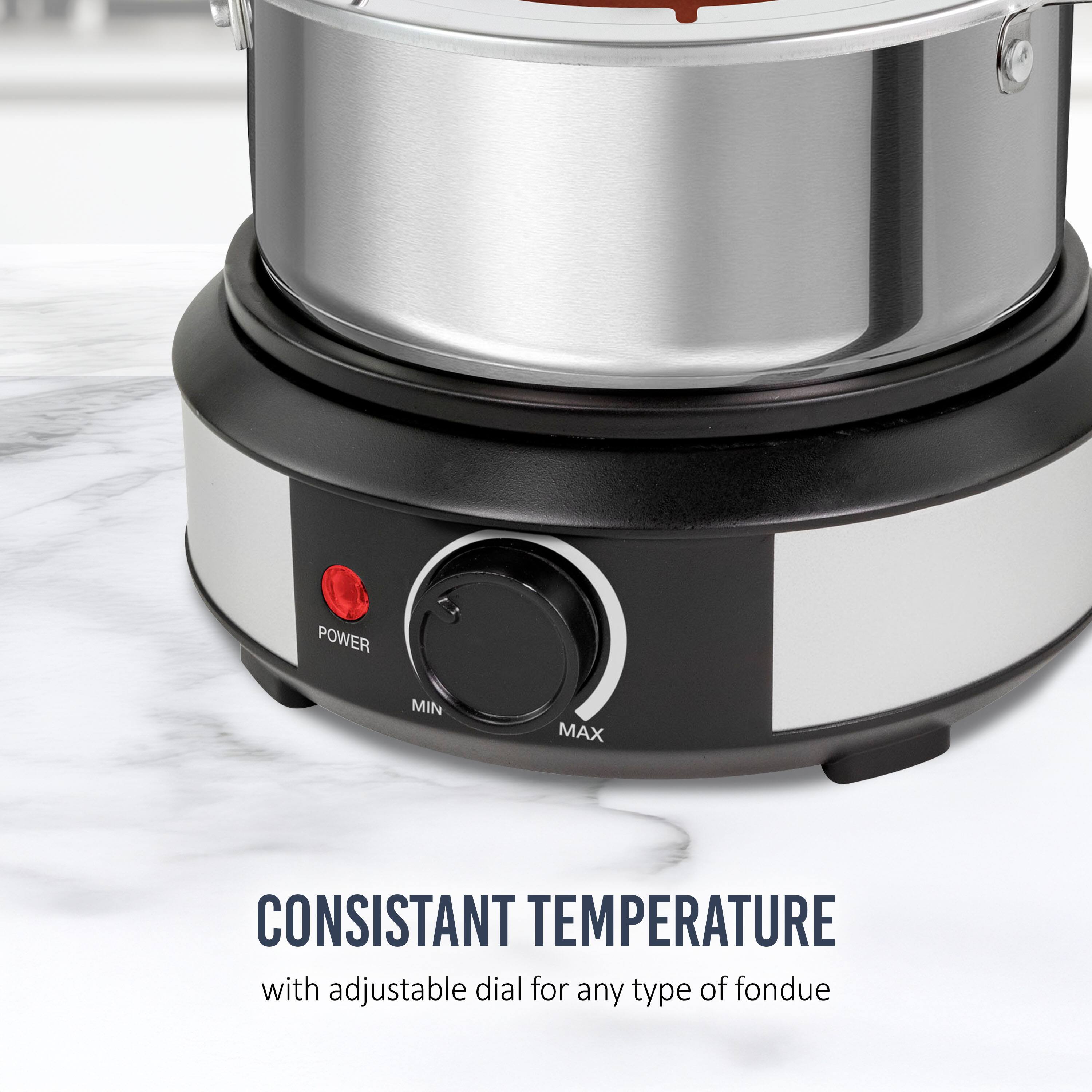 POWER MIN MAX CONSISTANT TEMPERATURE with adjustable dial for any type of fondue