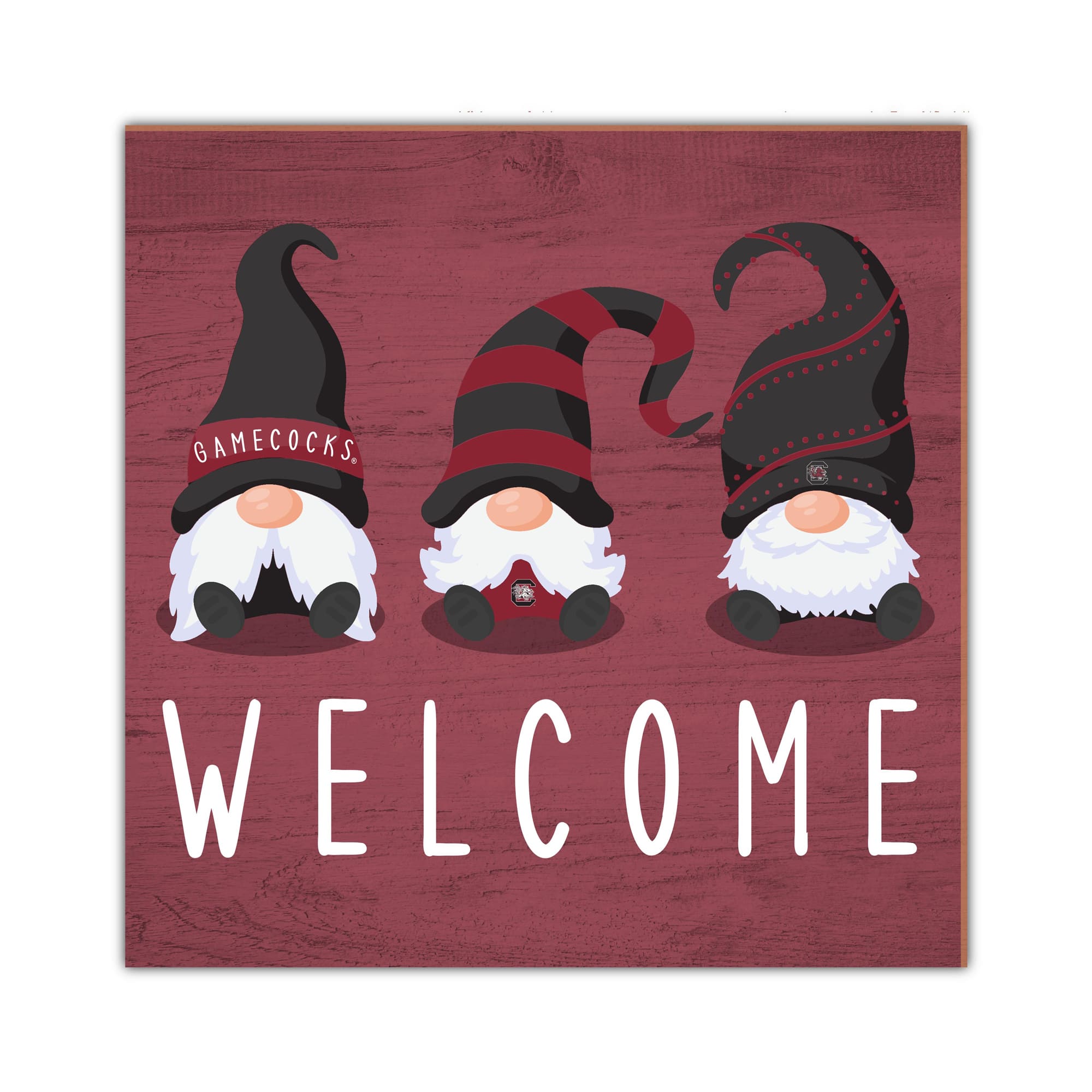 Fan Creations - South Carolina Gamecocks 10'' x 10'' Welcome Gnomes Sign - Multicolor