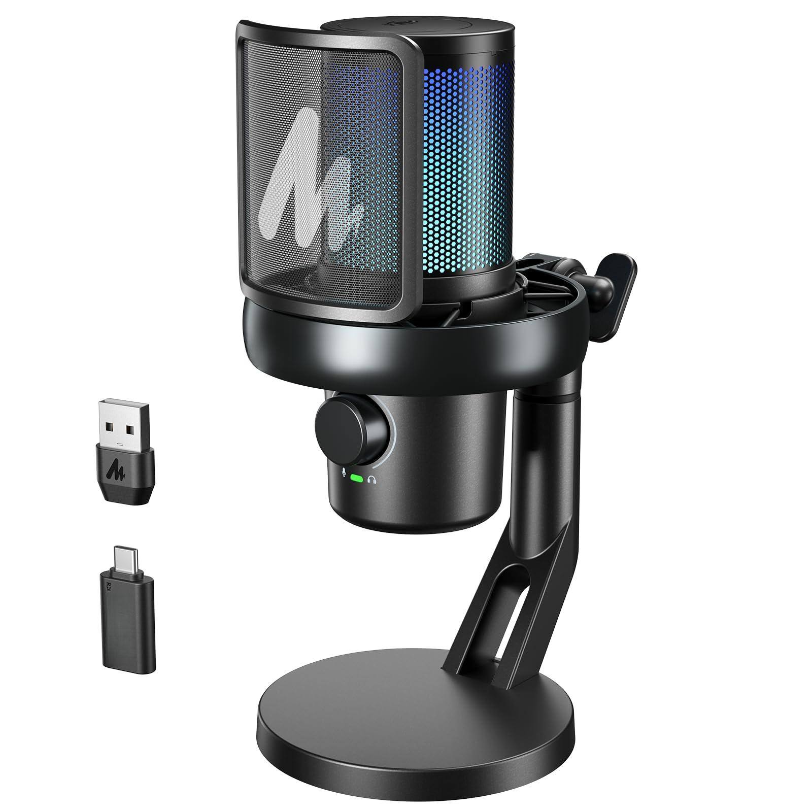 Front. METALTON - Microphone For Pc Gaming Streaming Condenser Mic With Software Ai Voice Change 3 level Noise Cancellation - DM40Pro Black DM40 Pro AI Mic.