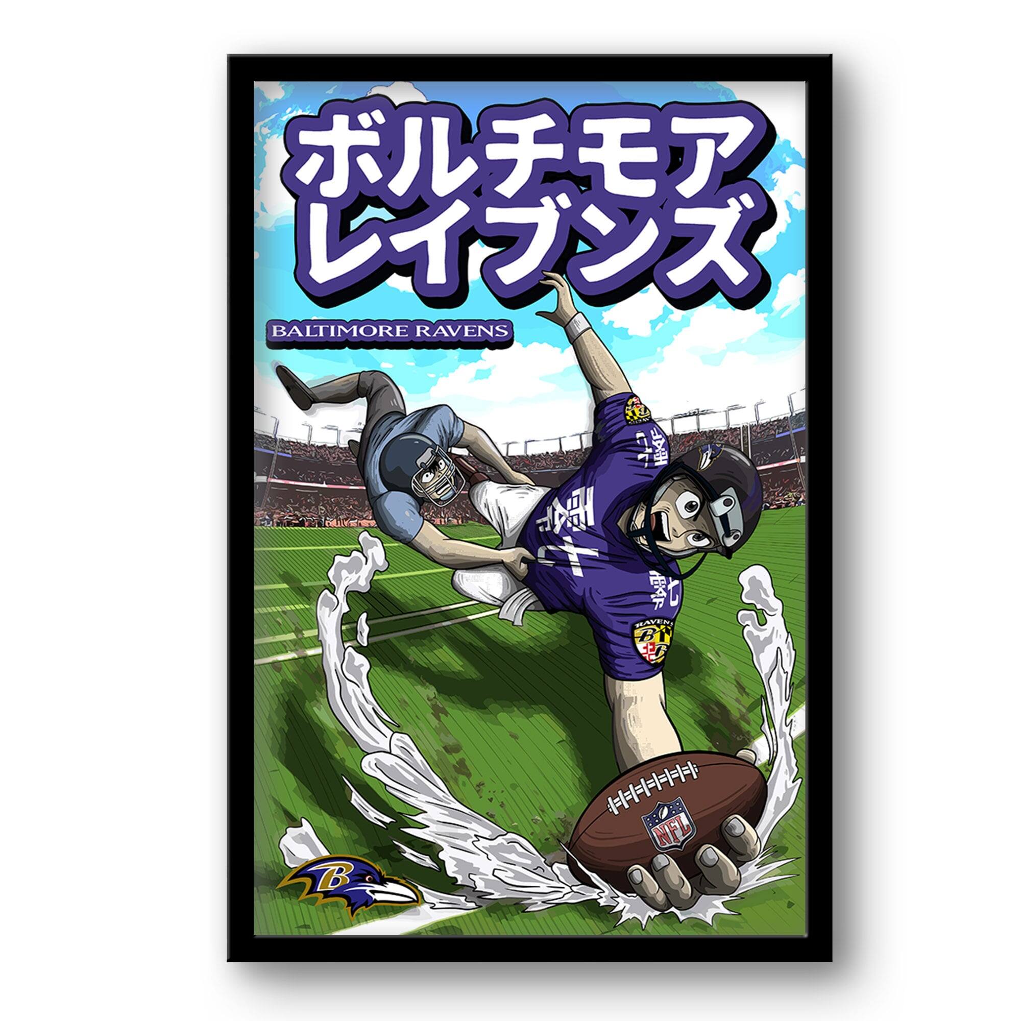 Baltimore Ravens 14" x 20" Framed Anime Art Print