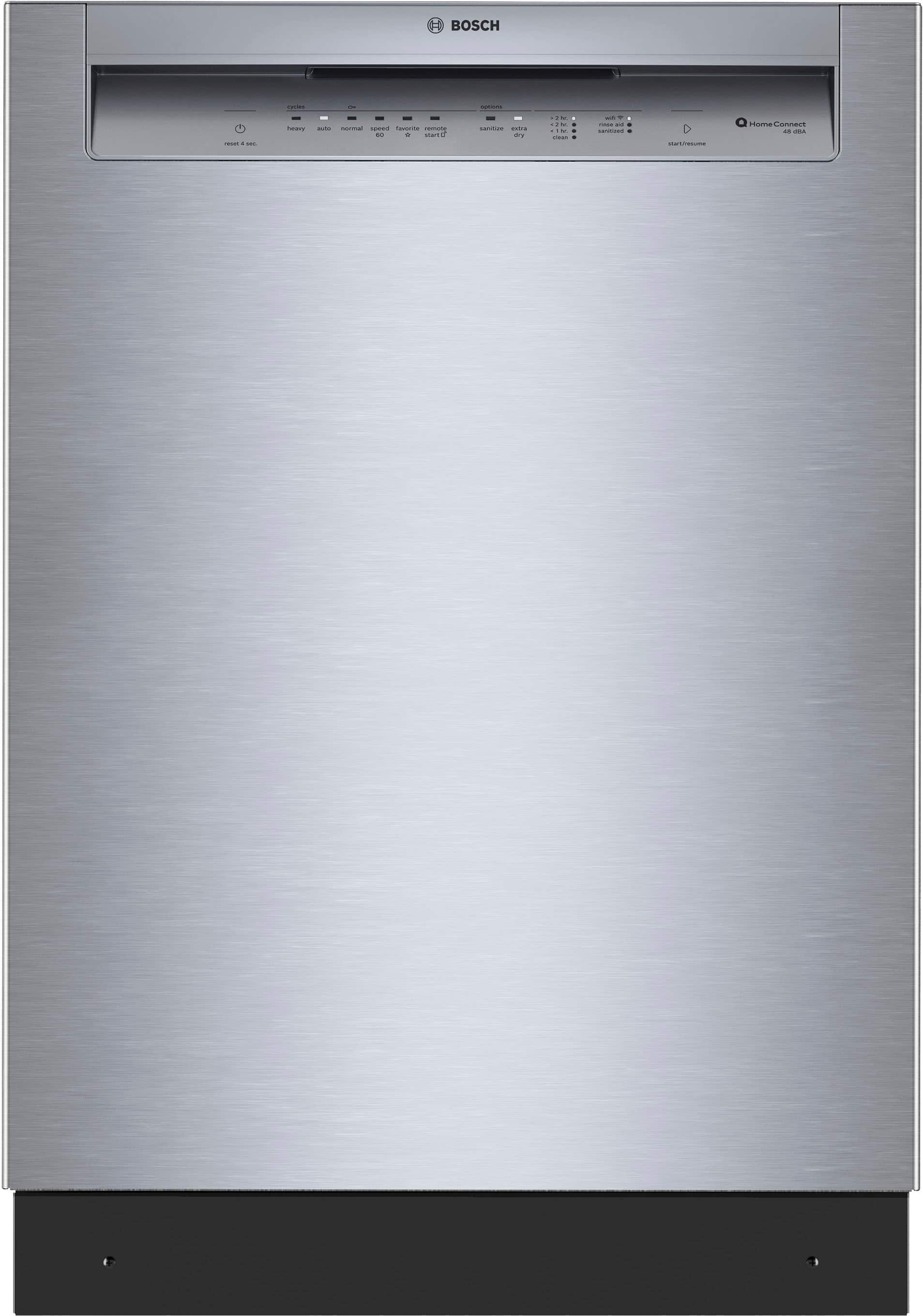 Bosch - 300 Series 24" Front Control Smart Built-In Tub Dishwasher with 3rd Rack and PrecisionWash, 48 dBA - Stainless Steel