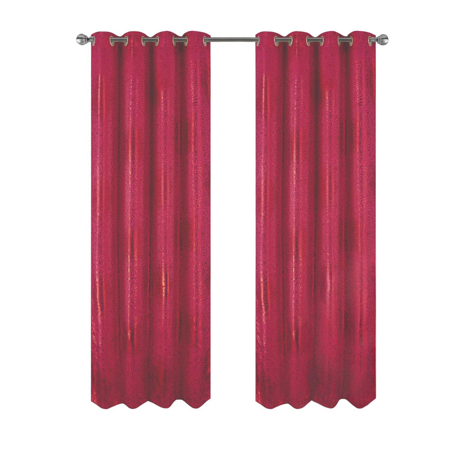 RT Designers Collection - Helena Halo Foil Blackout Polyester Window Curtain Grommet Panel 52" x 84" - Red