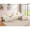 Front. Meqiodas - Boneless Couch for Living Room, Modular Sectional Sofa with Ottoman, Convertible L Shaped Couch, No Assembly Required - White.