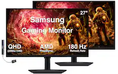 27" Samsung Gaming Monitor 1 I N QHD: (2560x1440) AMD FreeSync 180 Hz Refresh Rate SAMSUNG