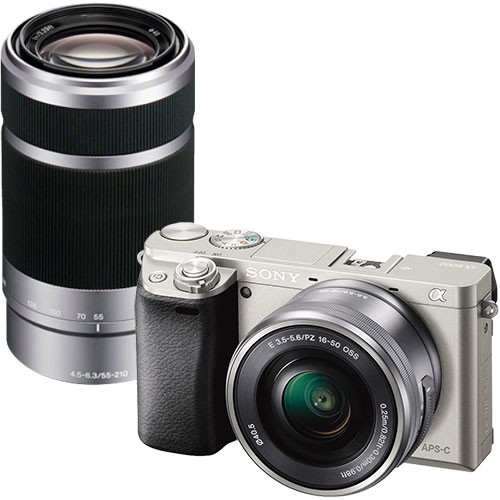 Best Sony Alpha A6000 24 3mp Mirrorless Camera In Silver With 1650mm Lens And 55210mm Telephoto Undefined